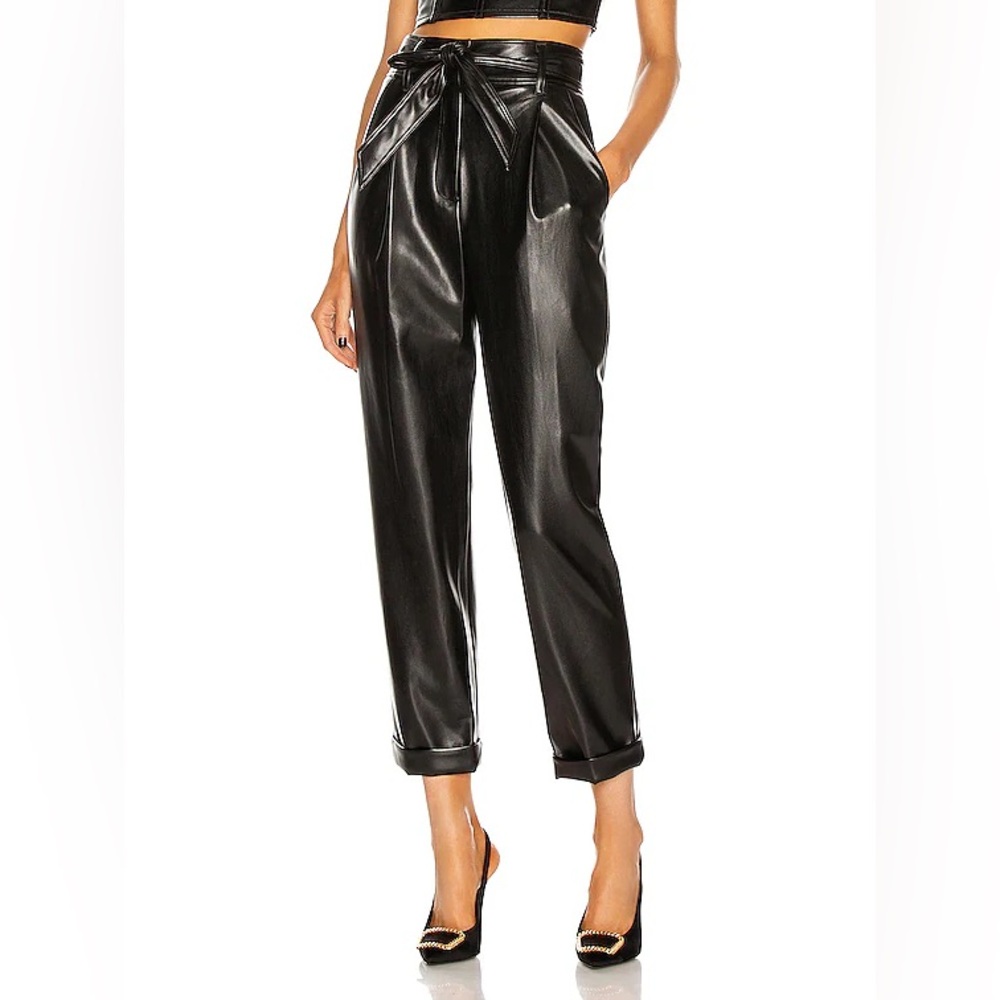 FLEUR DU MAL Vegan Leather High Waist Belted Pant size 4